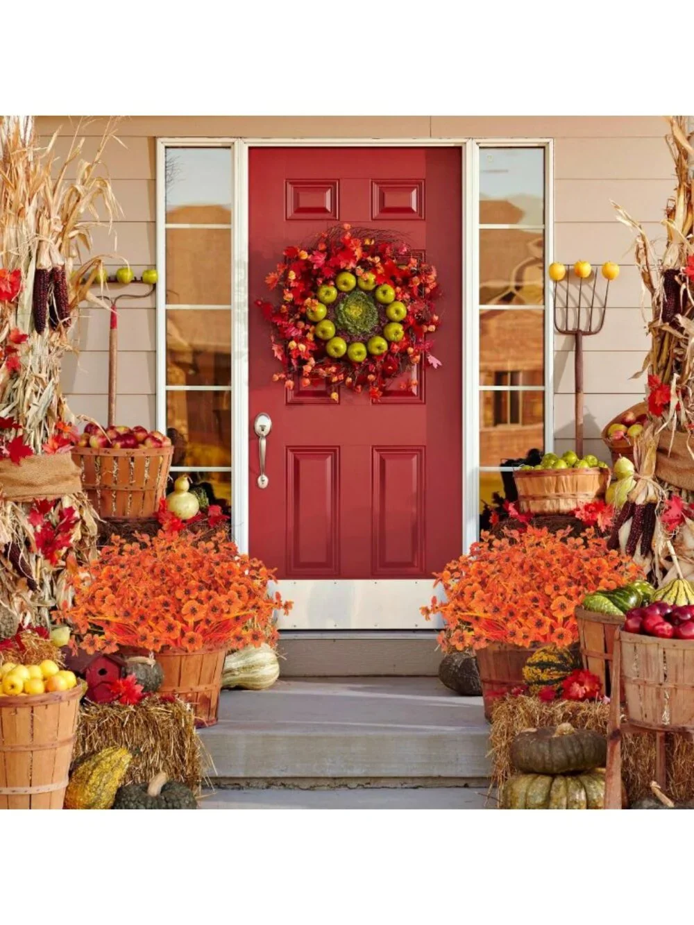 Realistic Artificial Fall Flowers - Weather-Resistant Faux Plants for Outdoor